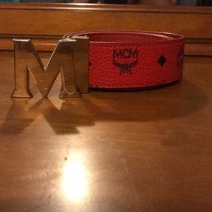 Designer mcm belt red reversible